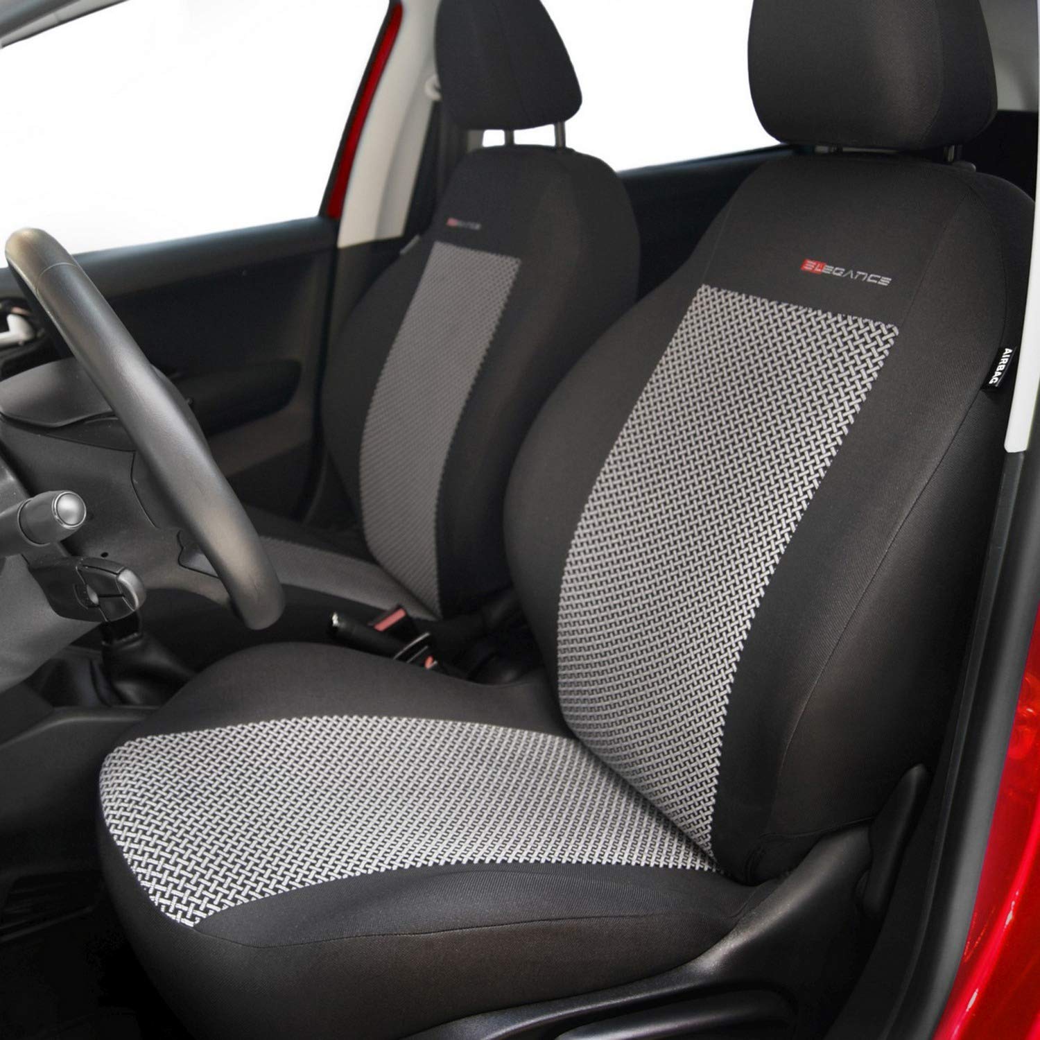 Poliéster 5-Silla Gris Fundas de Asiento para el Coche Cubiertas de Auto Delantero y Trasero Accerios Interiores Protector