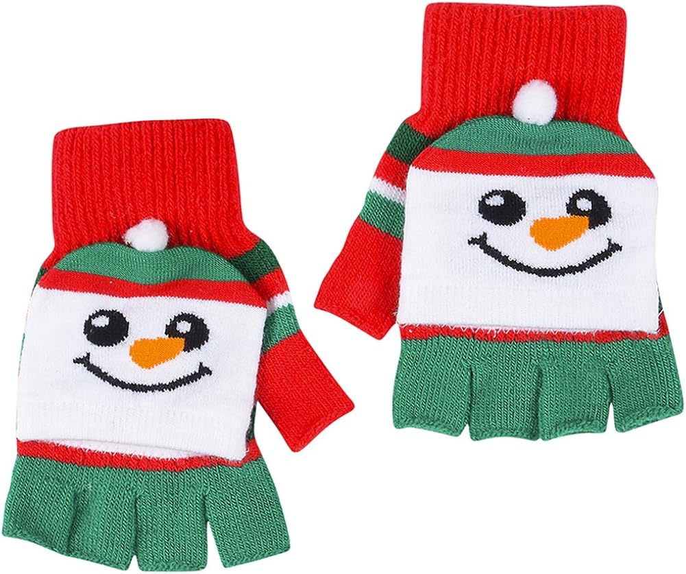 Snowman Kids Youth Fingerless Glove Mittens (1 pair per order) : Clothing, Shoes & Jewelry