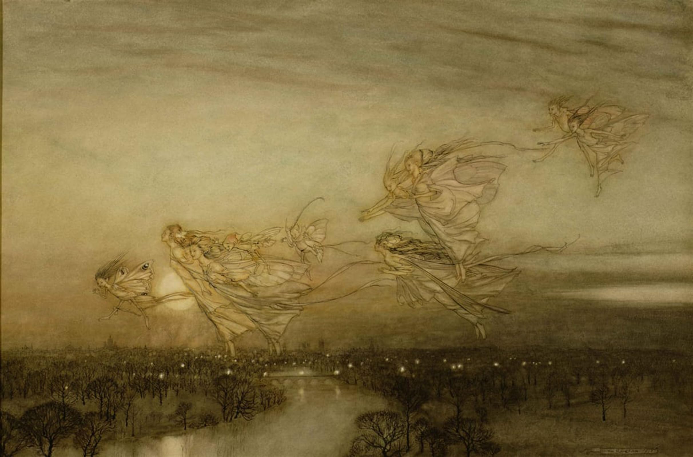 POSTERIIk Famous Modern Artwork Art Mural Twilight Dreams by Arthur Rackham Oil Paintings Pictures for Home Decor 60x90cm