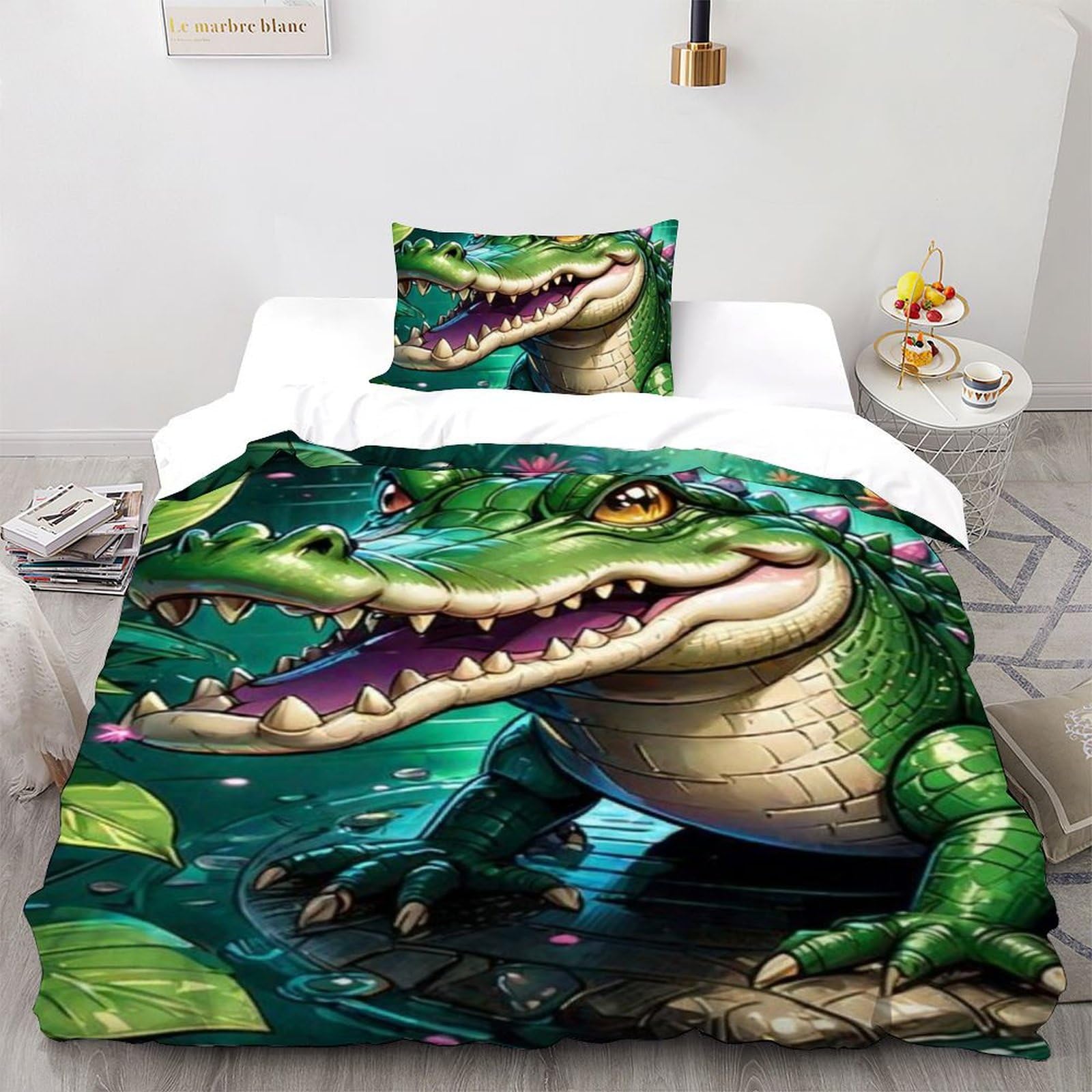 Housse de couette crocodile enfant en microfibre 135x200 cm