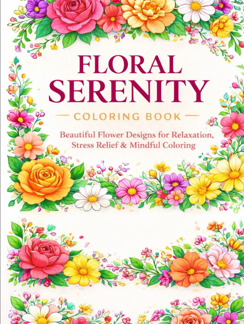 Floral Serenity Coloring Book: Beautiful Flower Designs for Relaxation, Stress Relief & Mindful Coloring