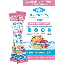 l Ultimate Hydration for Dry Eyes l Sugar-Free Electrolyte Powder Packets l Blended with Vitamins, Green Tea, Turmeric, Taurine, and DHA l 5g x 10 Packets Strawberry Lemon