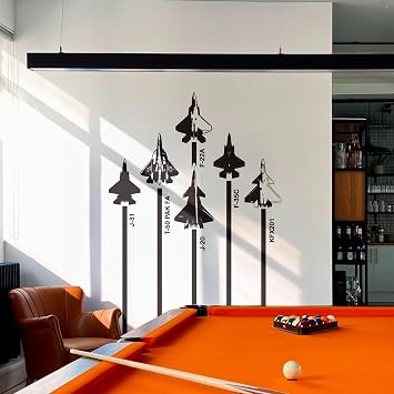 Military Fighter Jets Wall Decal Stickers. Air Force Wall Decor. Military Veterans Gift. Game Room Wall Decor Man Cave Wall Art. #6640, Black