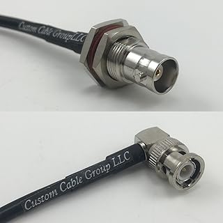 45 inch RG58 BNC Female Big Bulkhead to BNC Male Angle Pigtail Jumper RF coaxial Cable 50ohm Quick USA Shipping