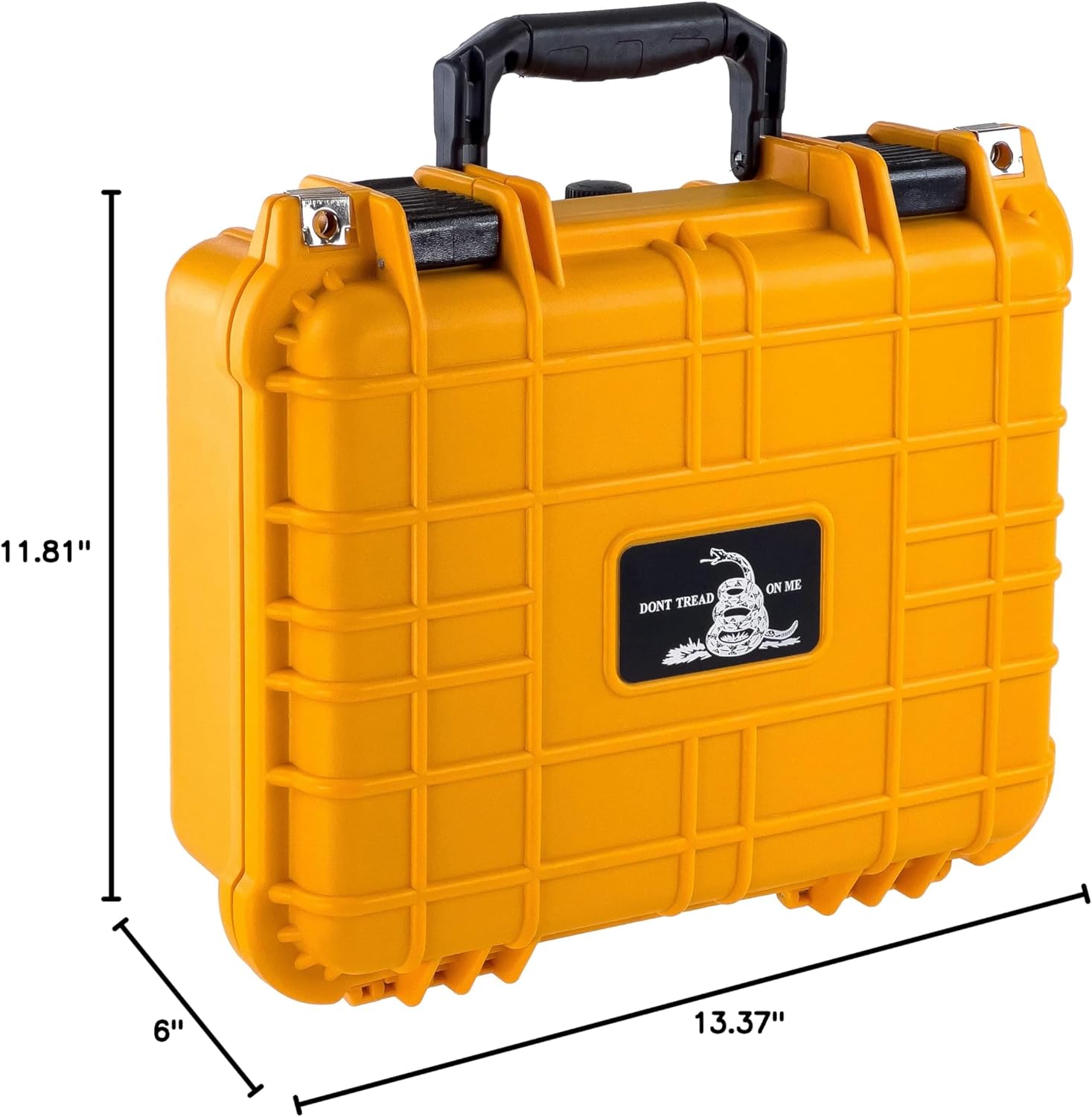 Eylar Don't Tread On Me Hard Pistol Case 13.37 Inch 11.62 Inch 6 Inch (Yellow, Standard 2-4 Gun)