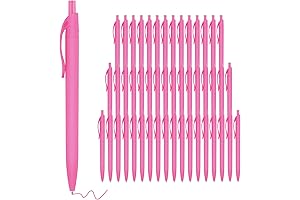 50 Pack Pink Click Pens: Bulk No Bleed, Retractable Medium Point Ballpoint...