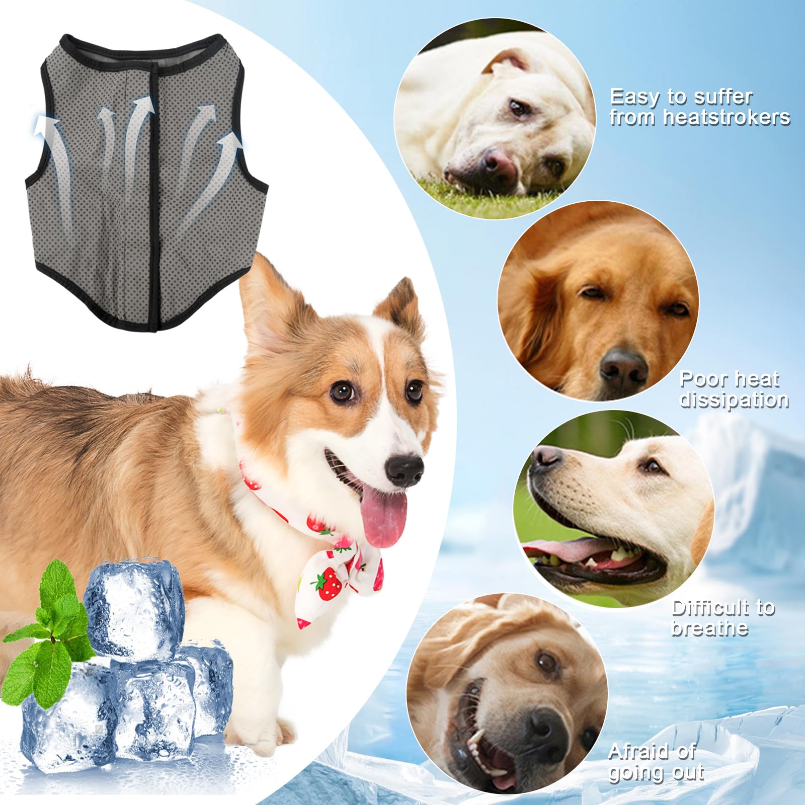 5 Tailles Gilet de Refroidissement Chien, Veste Rafraîchissant pour Chien de Petite, Moyenne et Grande Taille, Été Manteau Cool et Confortable pour Animaux pour la Chasse en Extérieur Camping (XL)