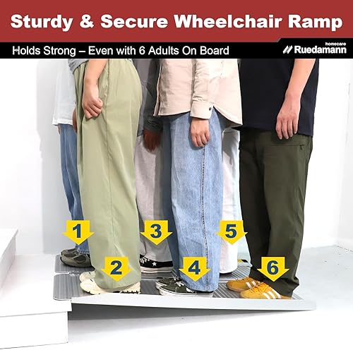 Miniatura 8 de Ruedamann Rampa de umbral de 47.6 pulgadas de largo x 28.1 pulgadas de ancho, rampas para sillas de ruedas de 4 pies, altura de 8 pulgadas,