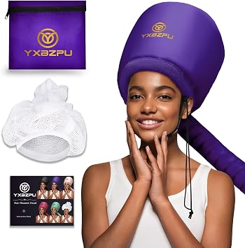 Hooded Hair Dryer Attachment, Hair Dryer Hooded Diffuser Cap for Curly,Speeds Up Drying Time,Safety Deep Conditioning At Home Purple