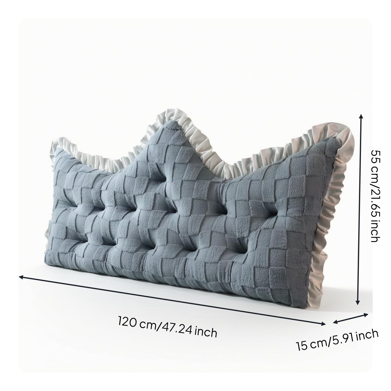 Almohada de Respaldo Cojín Respaldo Corona Cojín Lectura con Terciopelo Tafetán y Relleno Grueso Que Brinda Confort Mullido Adecuada para Dormitorio, Gris雅韵, 120 55cm