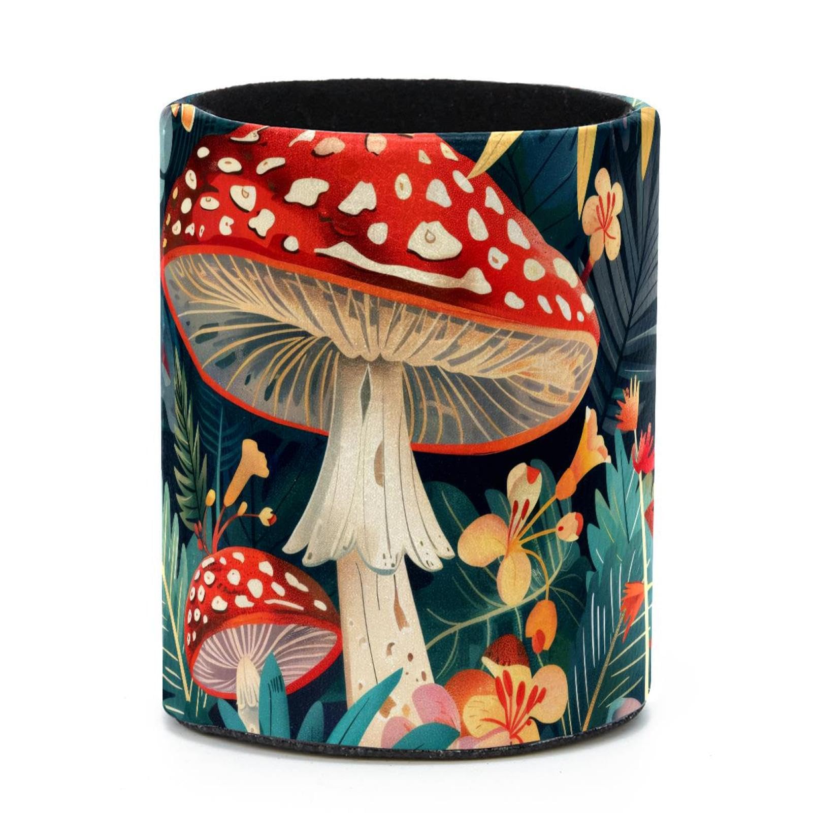 VAPOKF Round Pencil Holders for Desk, Mushrooms Pen Holders Pen Pot Makeup Brushes Storage Desktop Stationery Supplies Organiser for Home Office