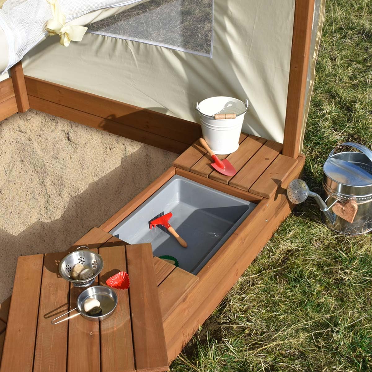 Meppi Sandkasten XXL mit Dach und Seitenwänden flexibel einsetzbar - Sandkiste Sandbox aus solidem Holz für Kinder