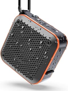 Portable IP67 Waterproof Bluetooth Speaker, Shower Speaker FM Radio with HD Sound, Mini Wireless Outdoor Speaker, TF Card SD Aux, 12H Playtime, True Wireless Stereo for Kayaking, Boating, Hiking