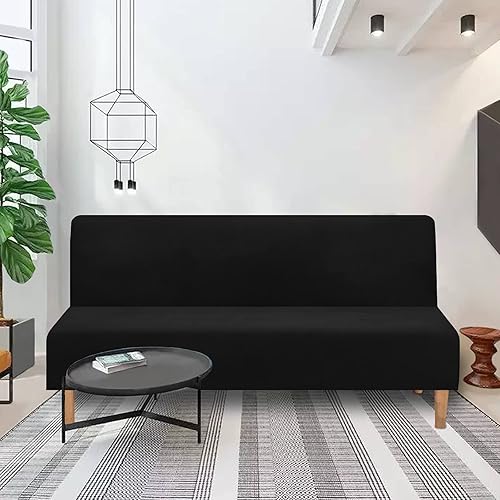 Miniatura 7 de LiveGo Funda de terciopelo para futón, funda de sofá cama de alta elasticidad, suave y antideslizante, lavable, plegable, protector de muebles para