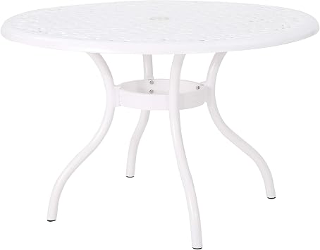 Christopher Knight Home Simon Outdoor Aluminum Round Dining Table, White