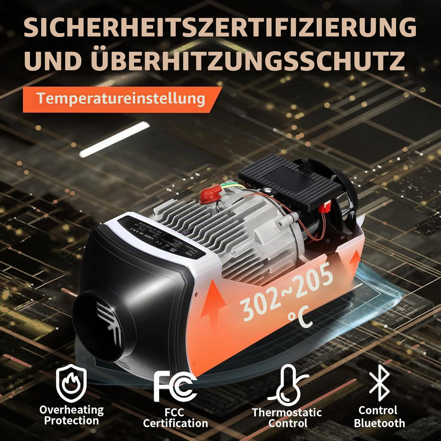XDOVET Diesel-Heizung 8.3KW, 12V/24V Diesel Air Heater für Auto und Innenräume, Bluetooth-Fernbedienung, LCD-Panel-Steuerung, effiziente Diesel-Heizung für Vans, Wohnmobile, Lastwagen und Garagen