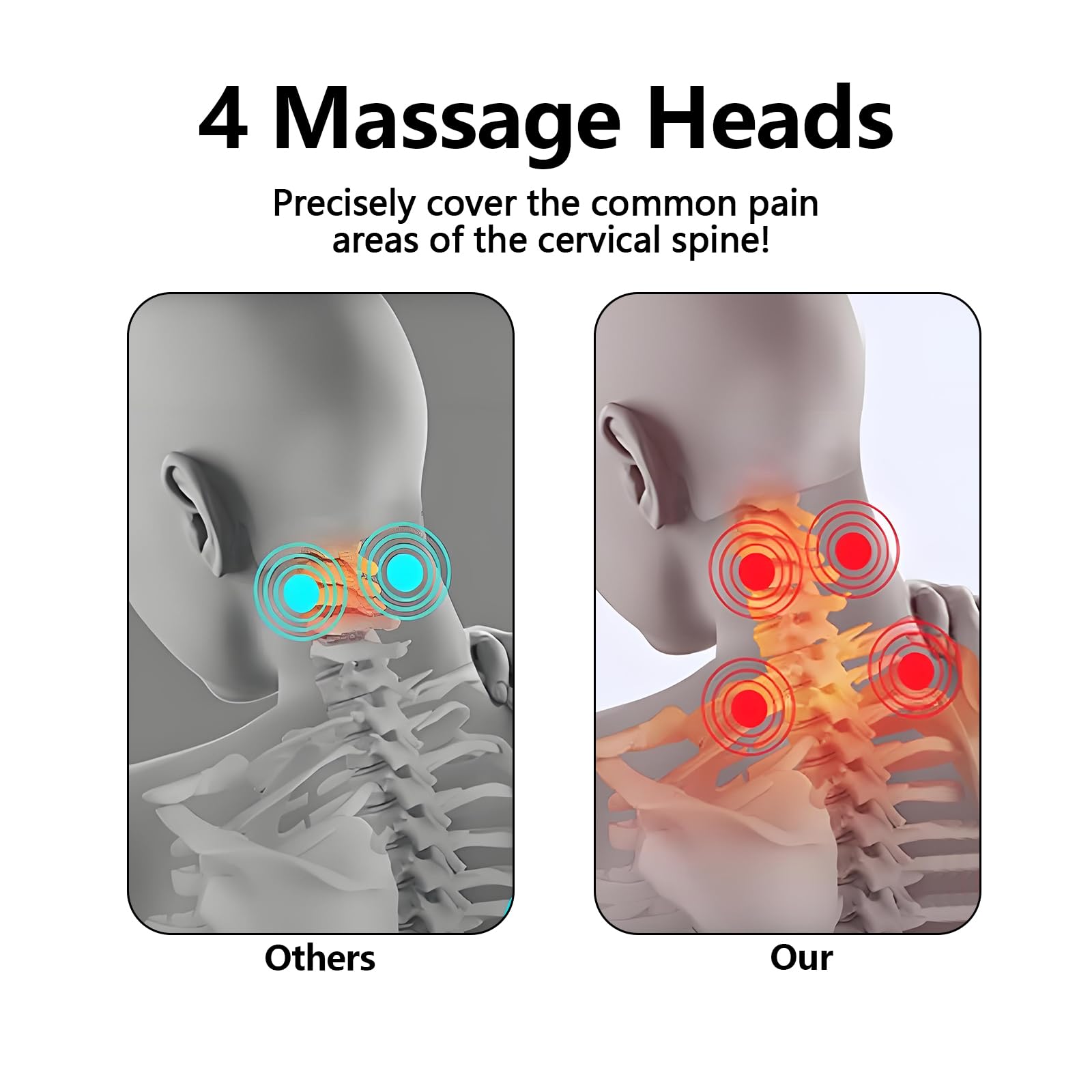 Masajeador cervical eléctrico de impulsos, 6 modos de masaje y calentamiento, 16 niveles de fuerza ajustables, masajeador de cuello portátil con control de voz para aliviar los dolores cervicales y la