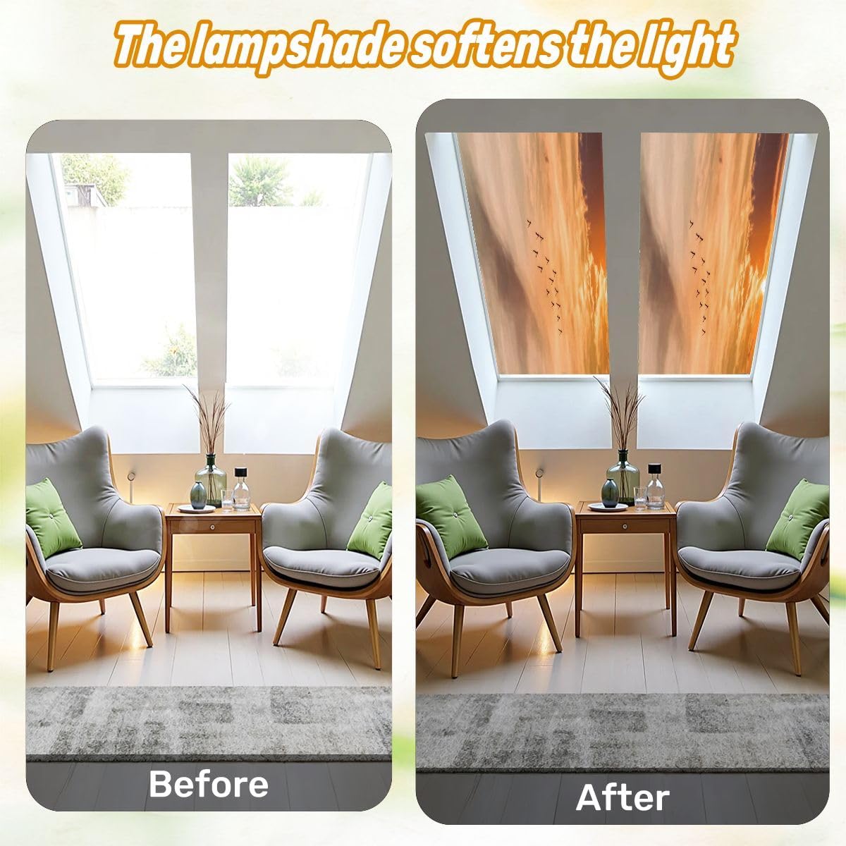 Fluorescent Light Covers for Ceiling Lights Migratory Birds Shape v Soft Blur Pastel Easy to Install Magnetic Light Filter for Classroom Office Hospitals School Home Decor