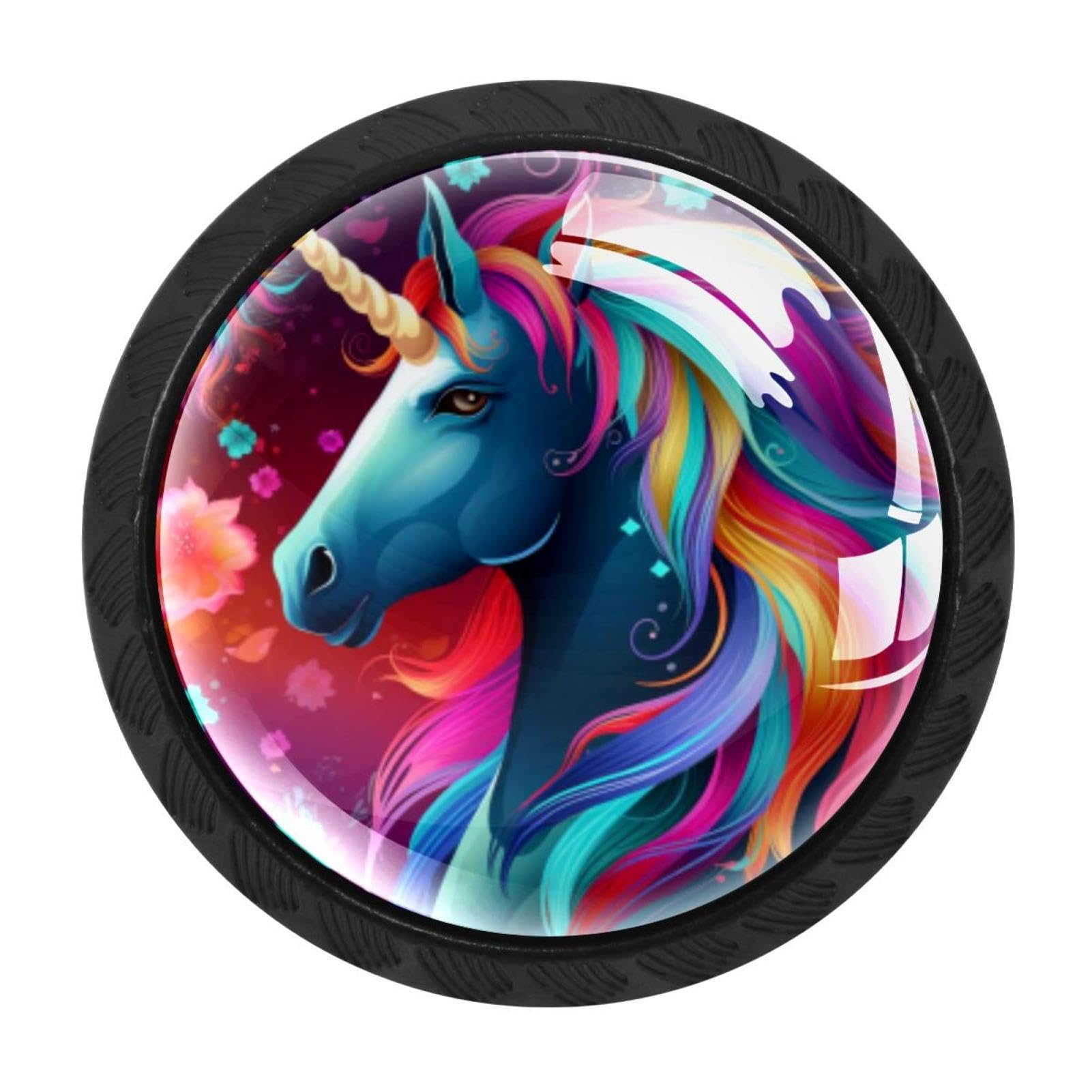 Chenzzzz Multicolored 09 4 Pack Rainbow Unicorn Dresser Drawer Cabinet Knobs Round Crystal Glass Knobs Pulls Handles For Kitchen Wardrobe Cupboard Door Hardware