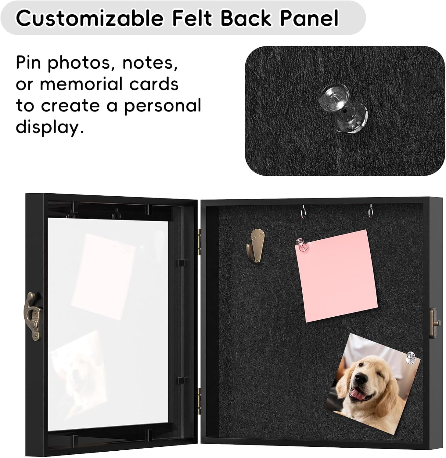Pet Memorial Shadow Box for Dog or Cat, Wooden Pet Memorial Box with Collar Holder, Keepsake Bottle & Memorial Plaque, Pet Loss Sympathy Gift, Tabletop or Wall Display