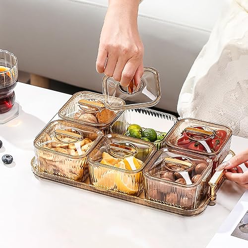 Miniatura 7 de WUWEOT Bandeja para servir nueces y dulces, cuencos divididos para servir aperitivos, compartimento de plástico, plato de exhibición de alimentos