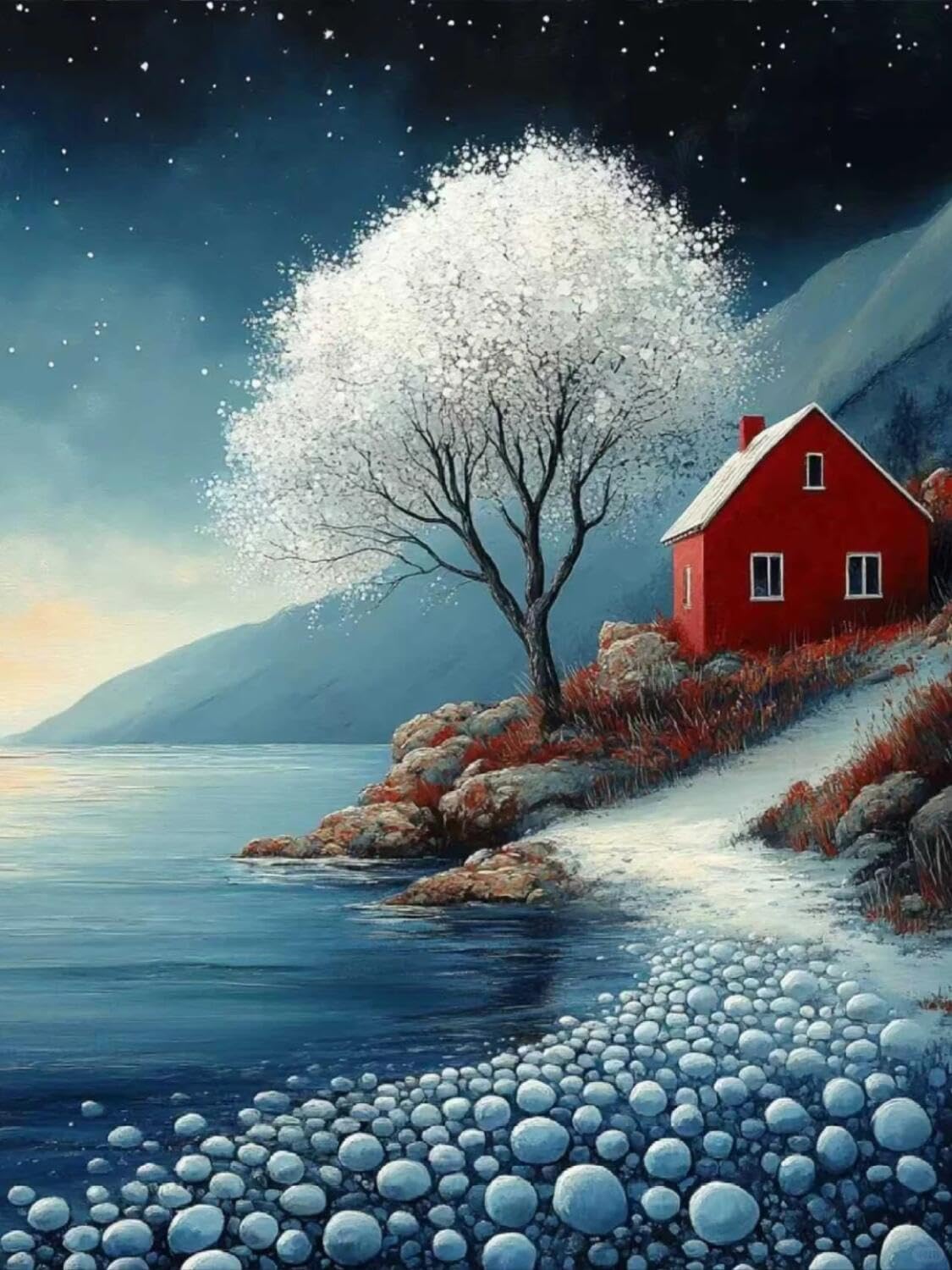 Rqwybcaxn Seed Bead Embroidery Kits Fantasy Snow Scene 40x50cm