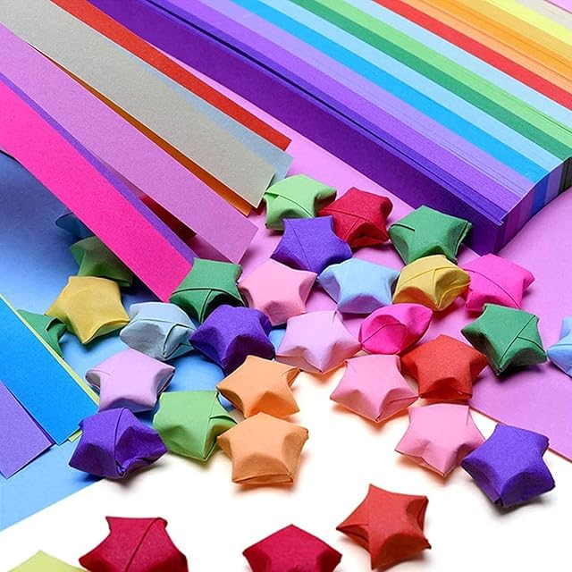 GONGKE 540 Sheets Color Card, 27 Colors Origami Stars Paper Strips Double Sided Lucky Colorful Star Decoration Folding Paper for Arts Crafting Supplies, School Teaching, DIY Projects