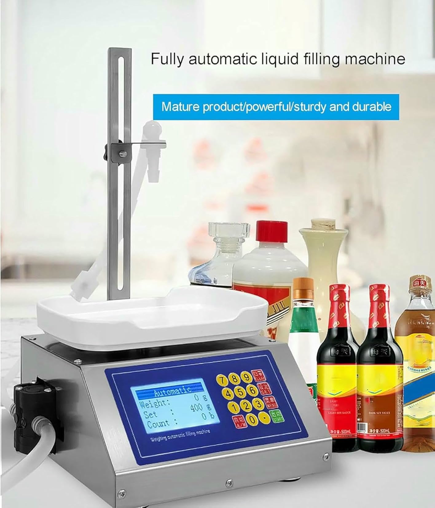 Machine De Remplissage Liquide 8g-3 Kg 3,2 L/Min, Pompe À Diaphragme Pesant La Machine À Remplir, pour l'huile Essentielle, Le Lait, l'eau, Le Vin, Les Boissons ~ /