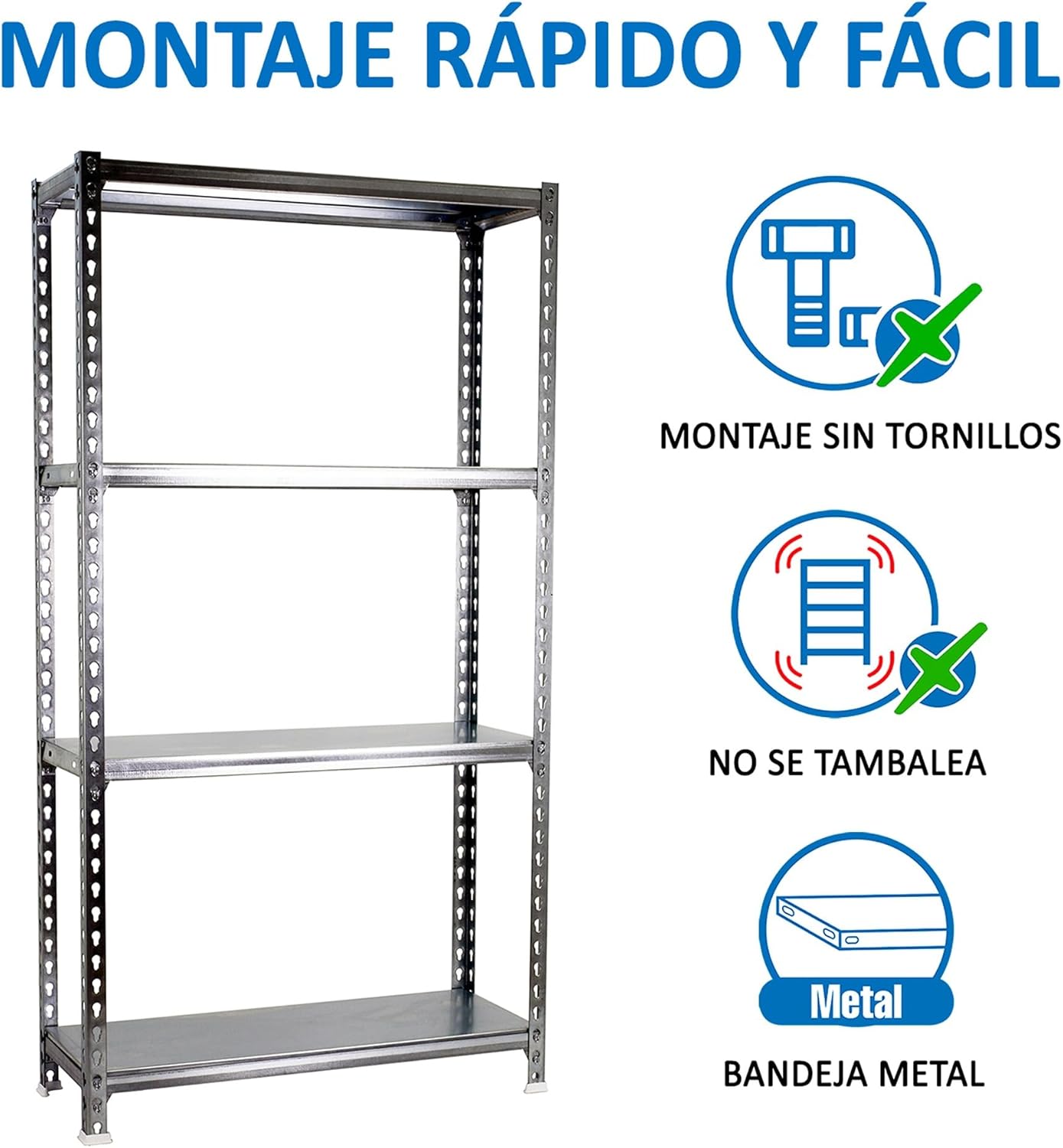 Metal Shelves, 1500x800x400 mm, 4 Metal Shelves, 180 kg Flex Point, Storage Shelves, Galvanized - Simonclick