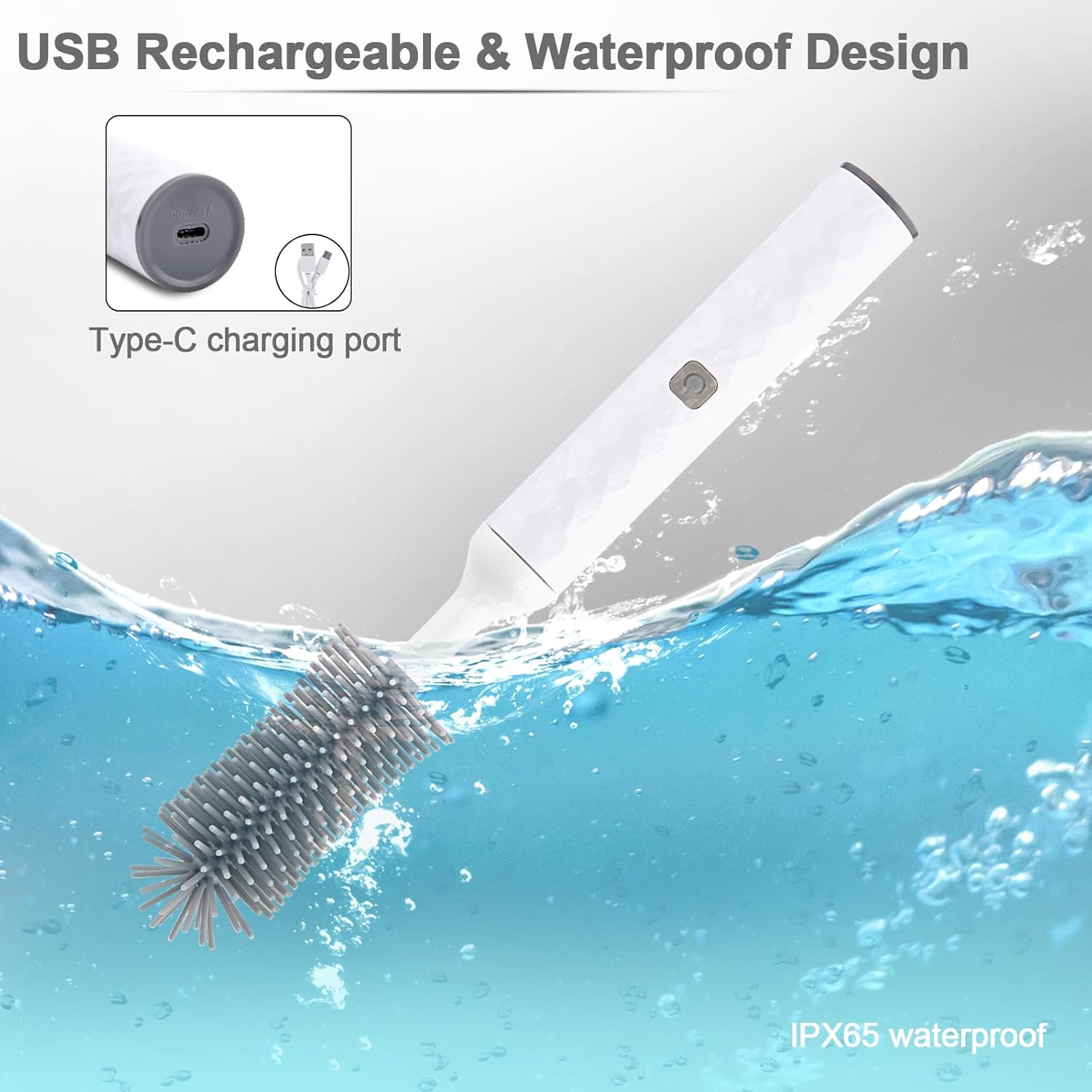 Electric Baby Bottle Brush Set, Multi-Purpose Cleaner Brushes,360°high-Speed Rotation Cleaning,1500mAh,Waterproof IPX65,Perfect Baby Bottle Brushes,White - Image 7