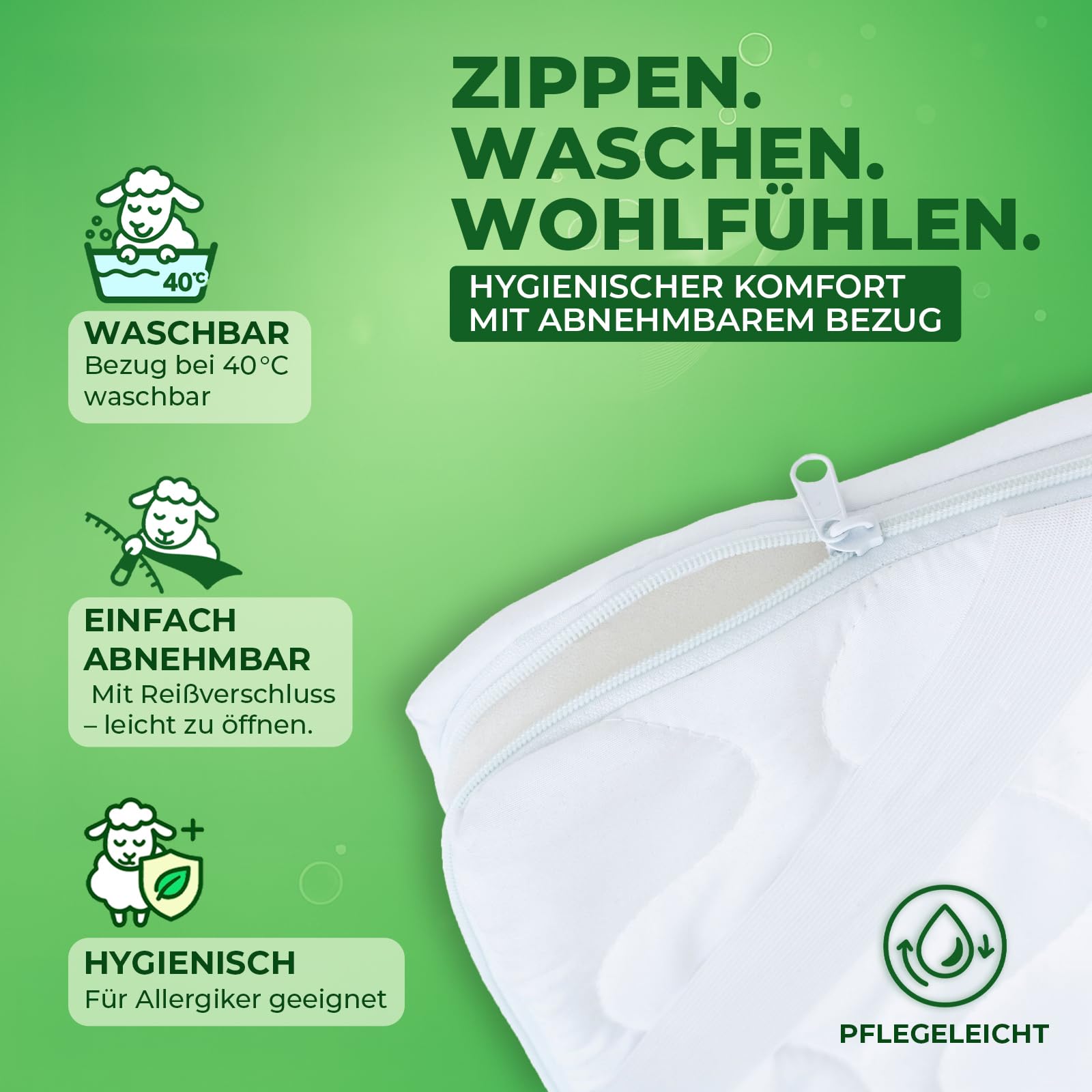 Matratzentopper 130x200 cm – Waschbare und Hypoallergene Matratzen Topper mit Ergonomischem Komfort - matratzenauflage Sanft Schlafen ohne Rückenschmerzen