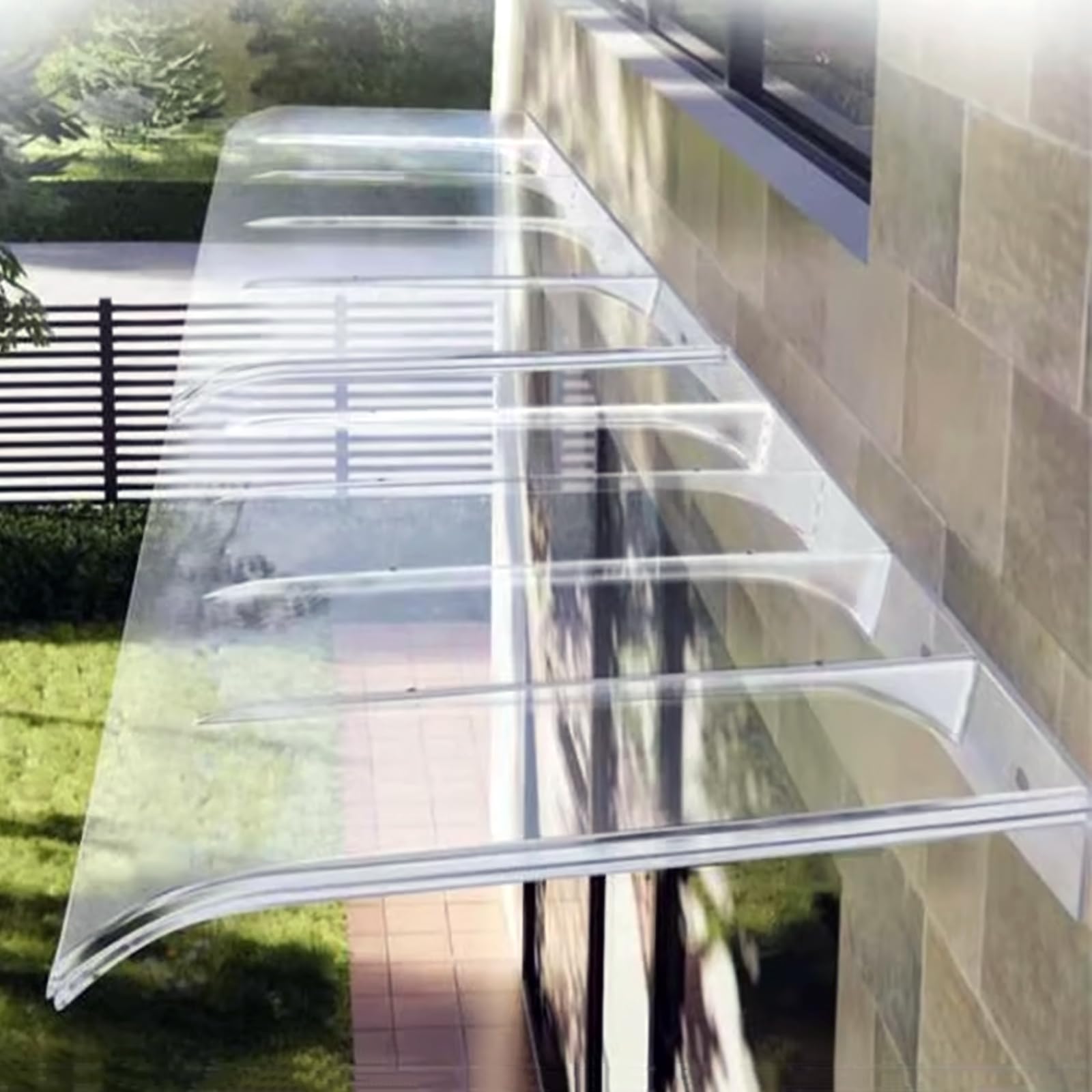 GJMSSMY C Door Canopy Polycarbonate Window Cover SelfCleaning Outdoor Rain Shelter Patio Roofing Canopy 3.5mm Thick 60x80cm (24"x32") Transparent Porch Awning