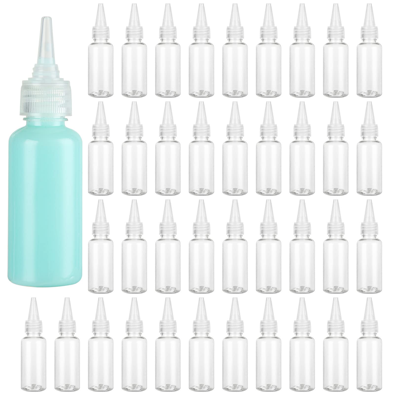 APACALI 100 PCS Small Squeeze Bottles 1oz Plastic Bottle with Nozzle Tip, Clear Empty Bottles 30 ml PortableTravel Size Bottle for Liquid, Oil, Lotions, Cream, Toner, Body Soap, Hand Sanitizer