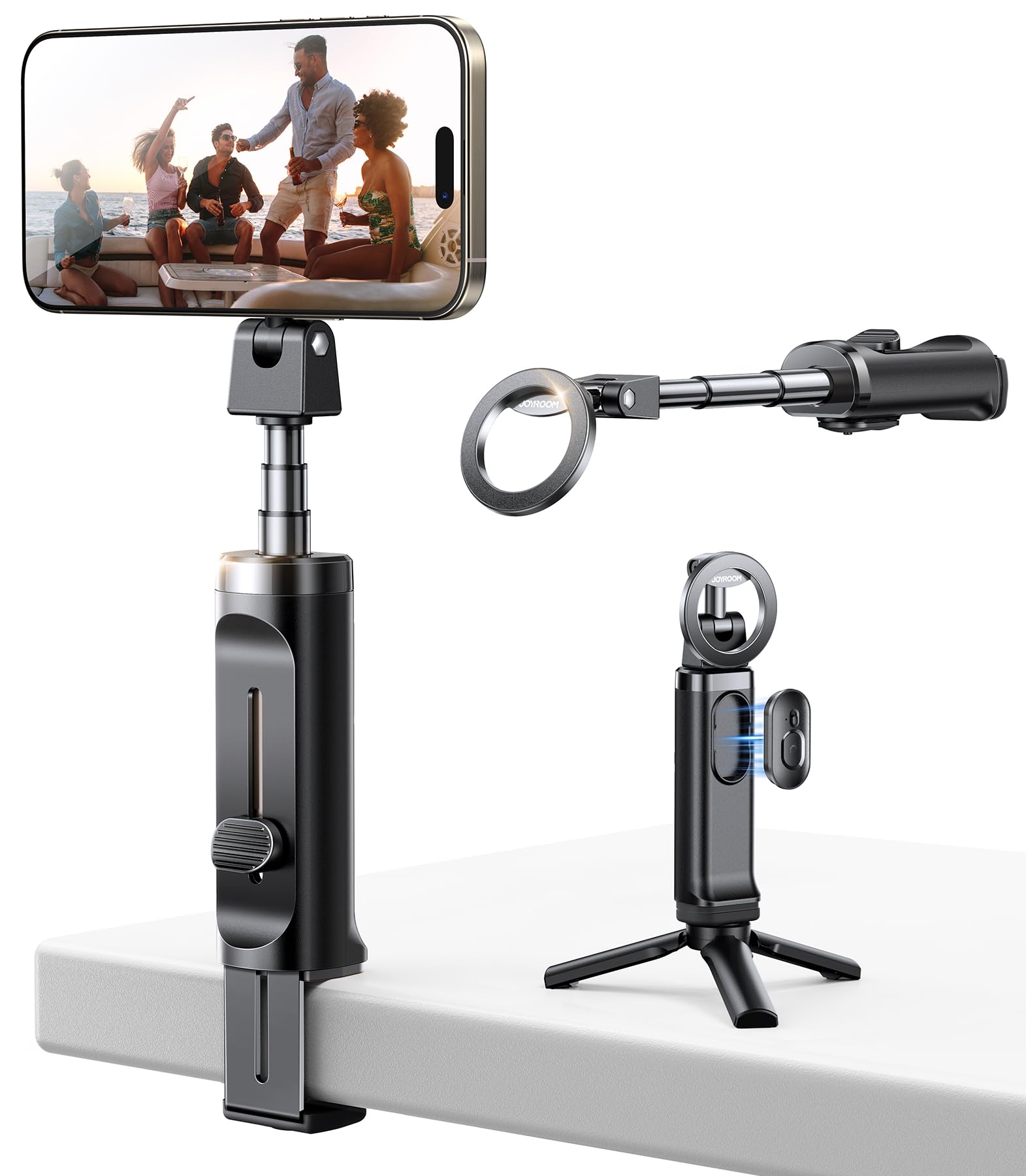 JOYROOM MagSafe Selfie Stick 4 in 1 Reise Gadgets 360° Drehbar Ausziehbares Handyhalterung Flugzeug mit Stativ & Fernbedienung Handy Ständer für iPhone 17 16 15 Samsung Android Smartphones