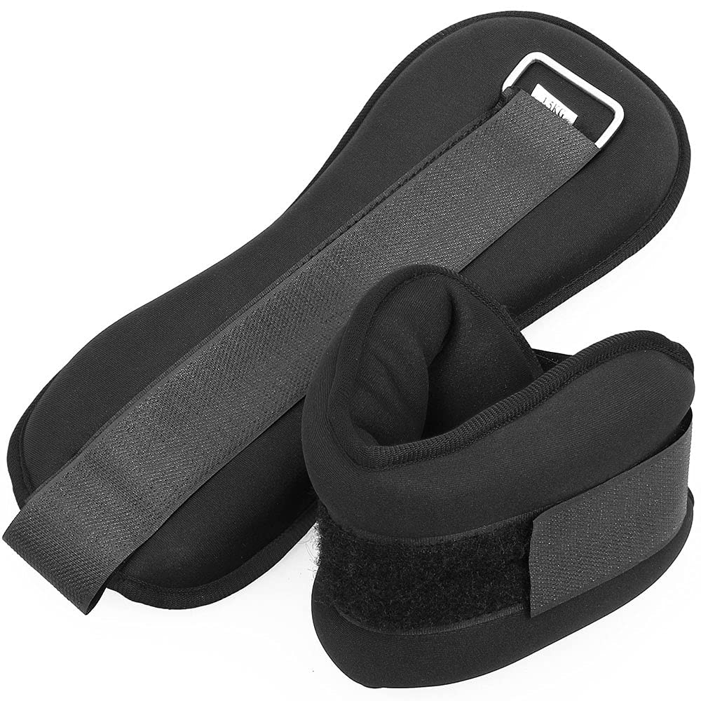 Ankle Wrist Fitness Weights Set Men Women Adjustable Strap Training Gym 1Kg 2kg 3kg 4kg 5kg Compact Iron (3kg (2 x 1.5kg), Black)