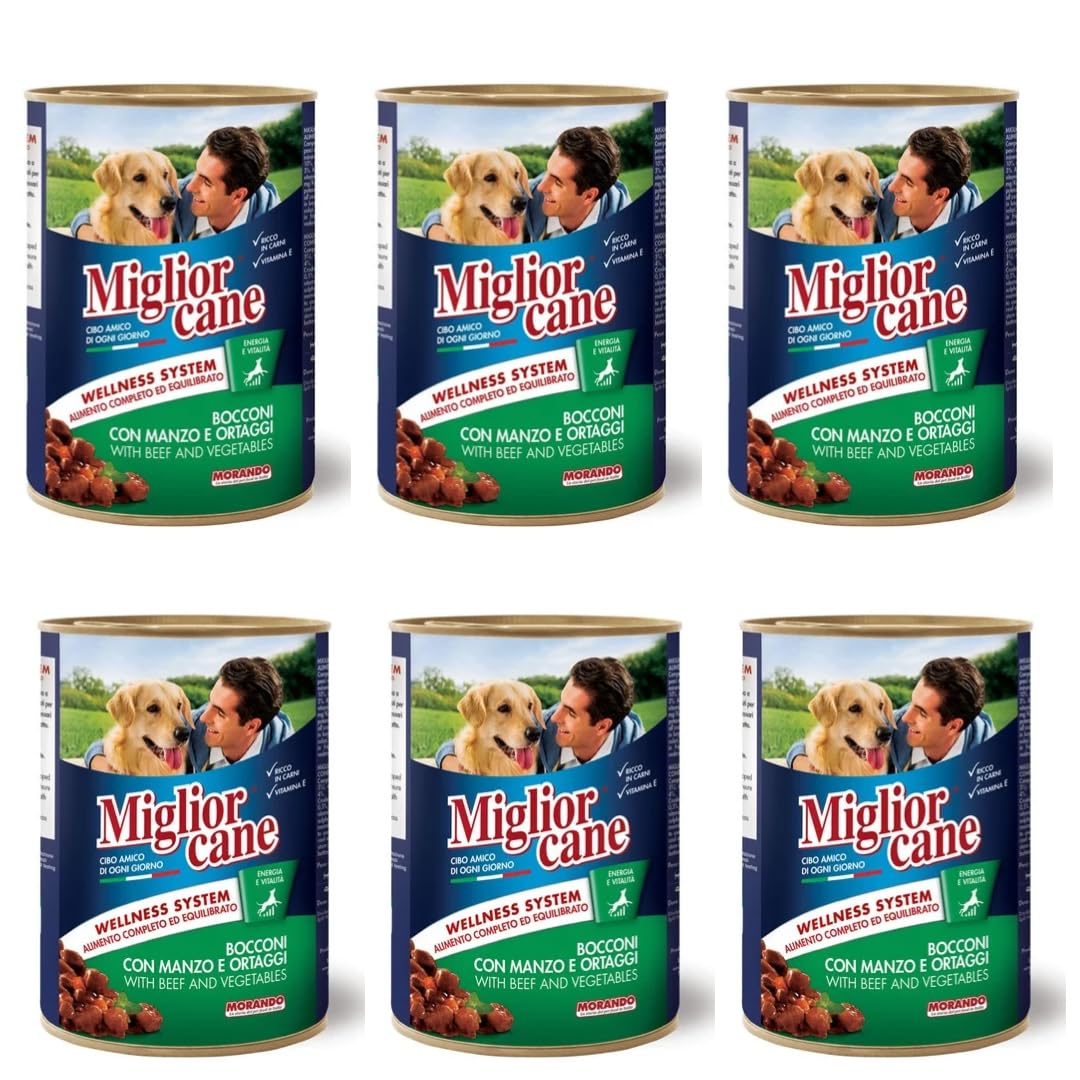 Miglior Cane Umido. 24 scatolette da 405gr cibo umido per cani Miglior Cane (Gusto, 4 gusti Ass.)