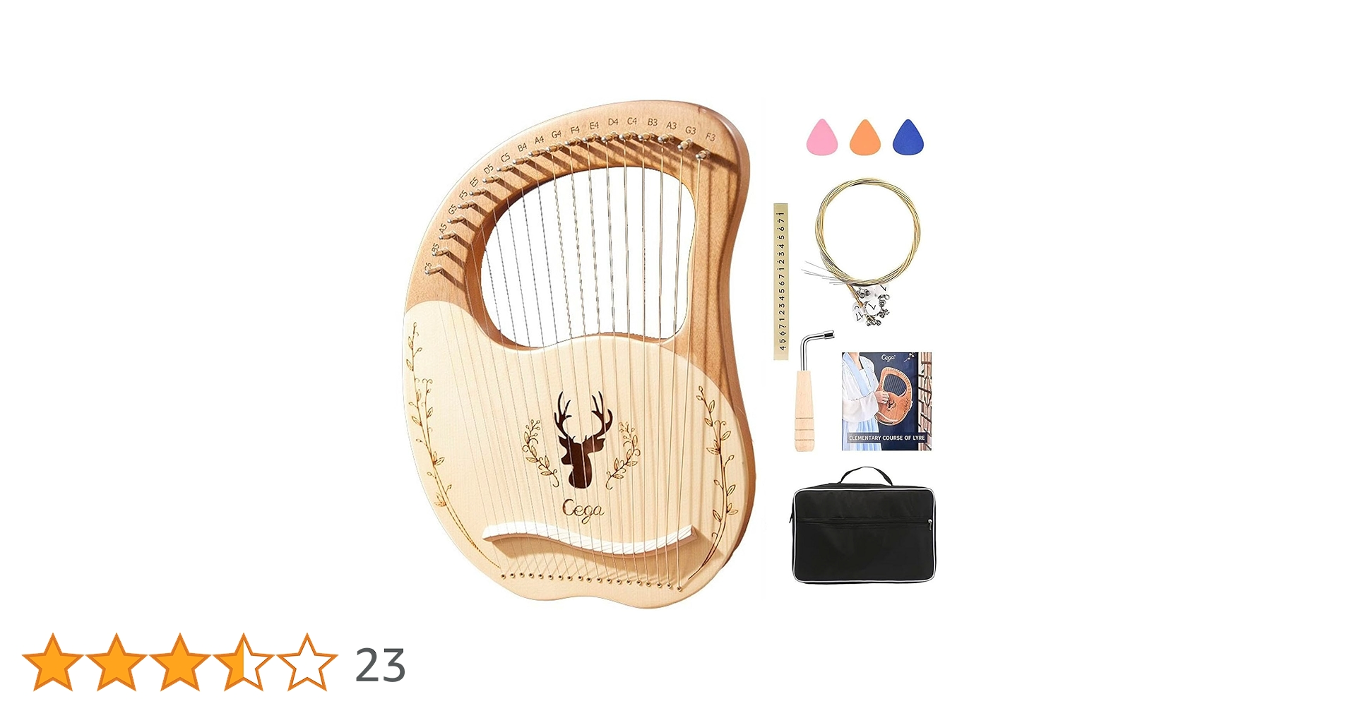 Amazon | 竪琴ハープ 19弦 弦楽器 木製竪琴 ウッドハープ メタル