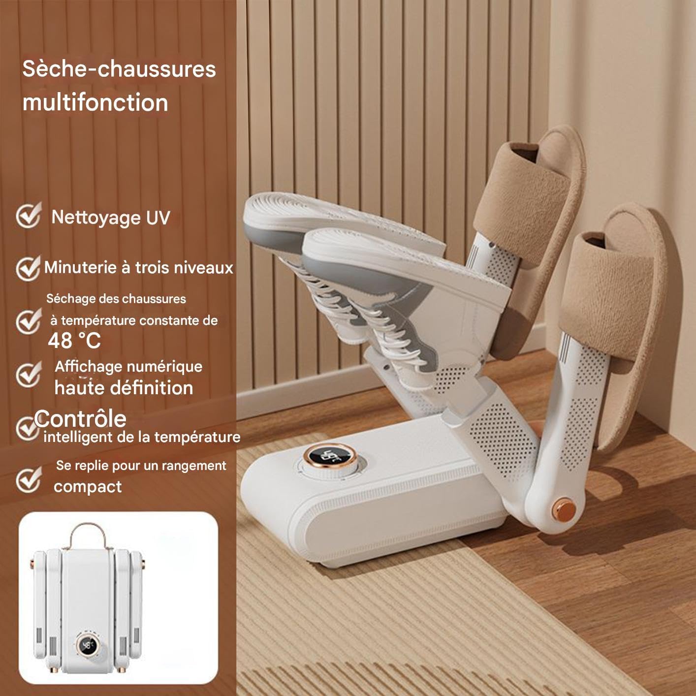 Schuhtrockner mit Timer-Heizung, 3 Ebenen