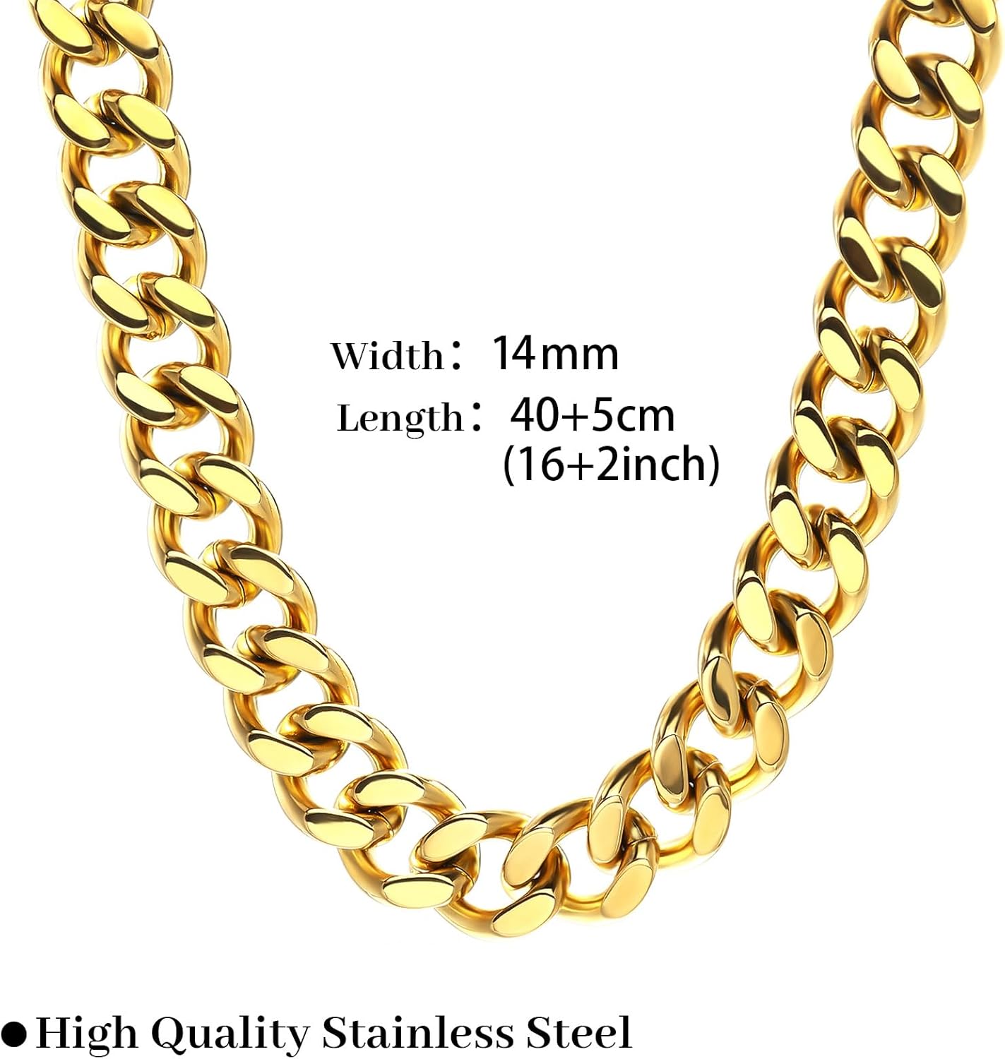 FEEL STYLE Chunky Gold Necklace for Women - 14K Gold Plated 10mm/14mm Cuban Link Chain & 8mm O-Link Chunky Necklace Fashion Jewelry Adjustable - Image 6