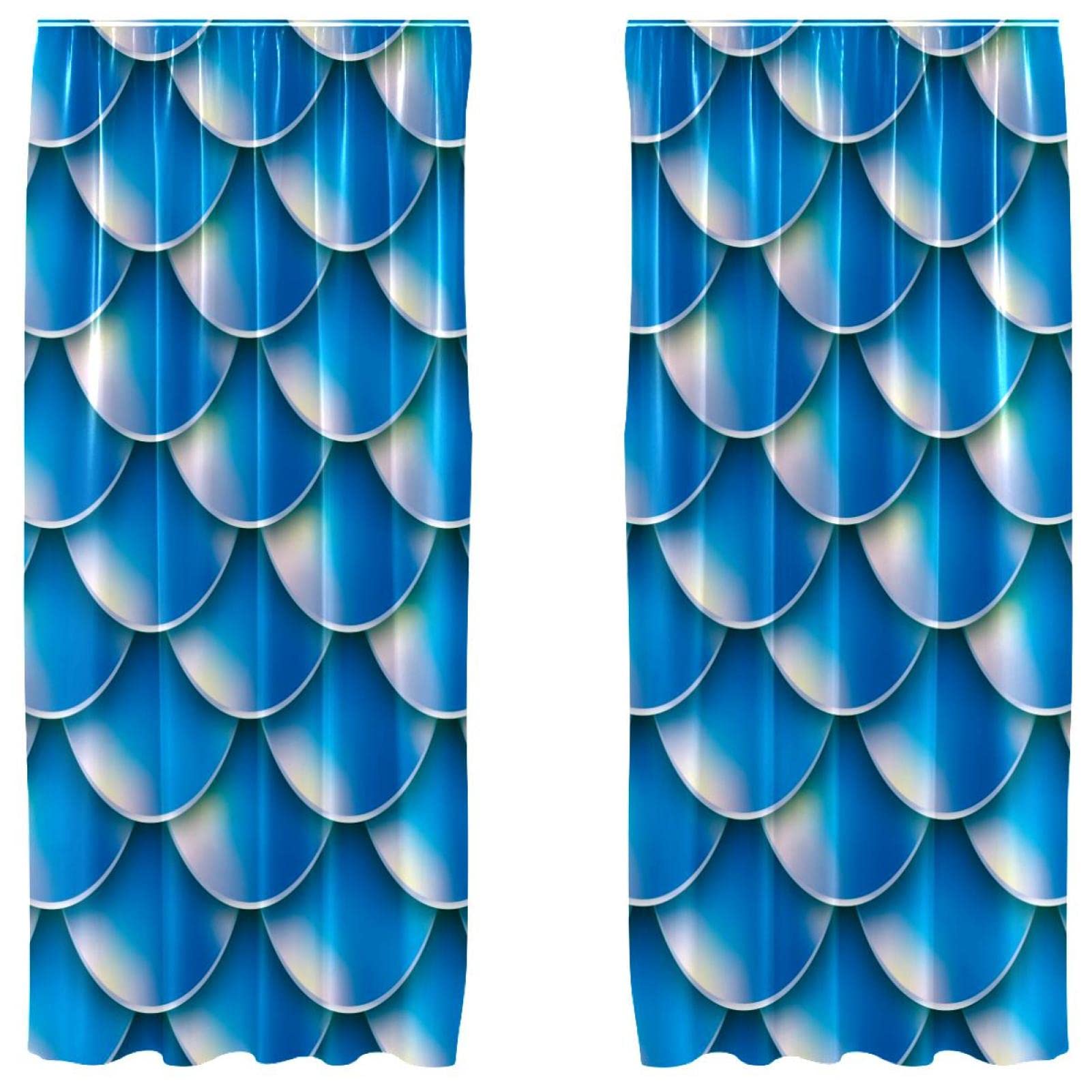 Cortinas opacas de microfibra de cola de sirena en pack de 2 paneles para dormitorio infantil