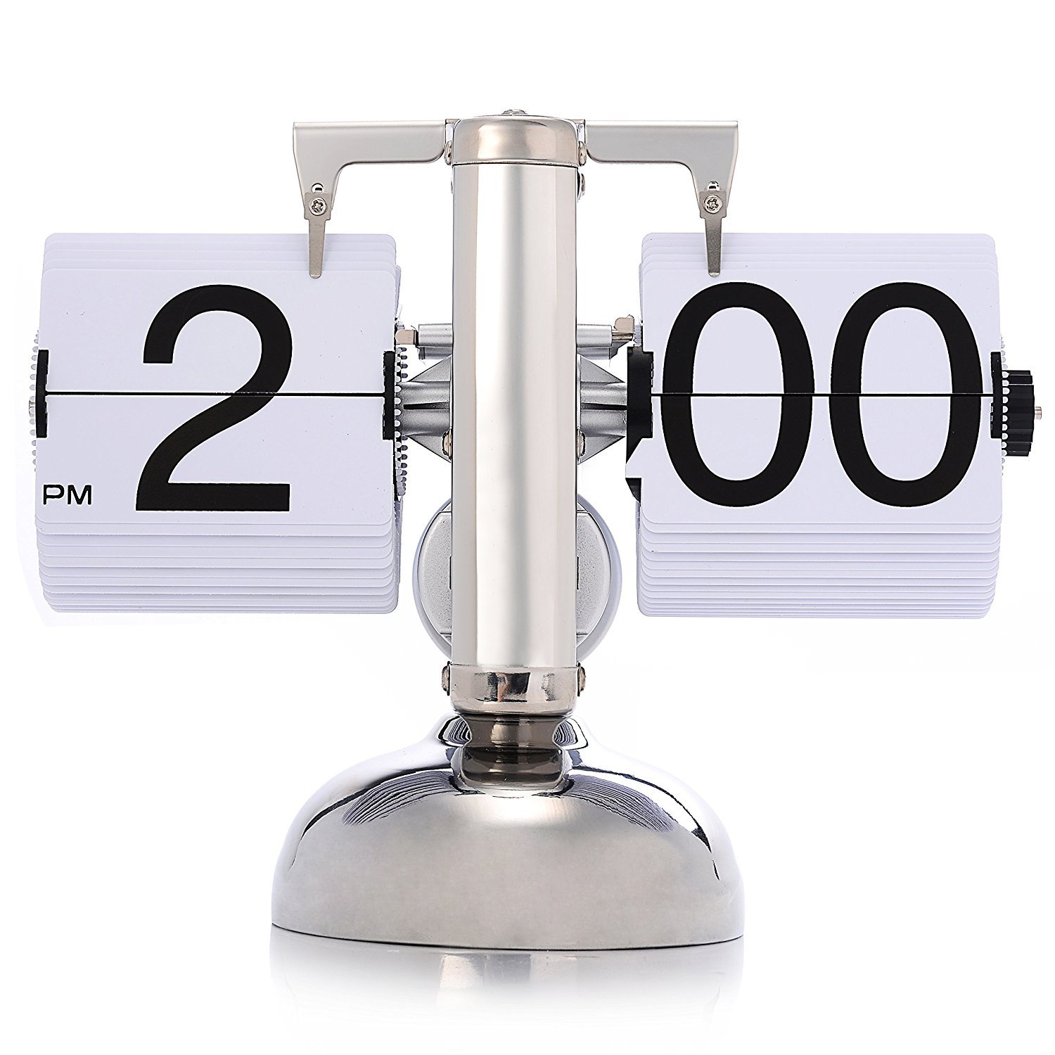 KABB Modern Digital Mechanical Retro Flip Dоwn Clock wіth Internal Gear Operated (White)