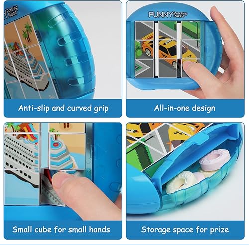 Miniatura 6 de Fullware Rompecabezas giratorio 3D para niños de 3, 4, 5, 6, 7 años, 4 rompecabezas en 1, juego de mano juguetes antiestrés para viajes, autos y