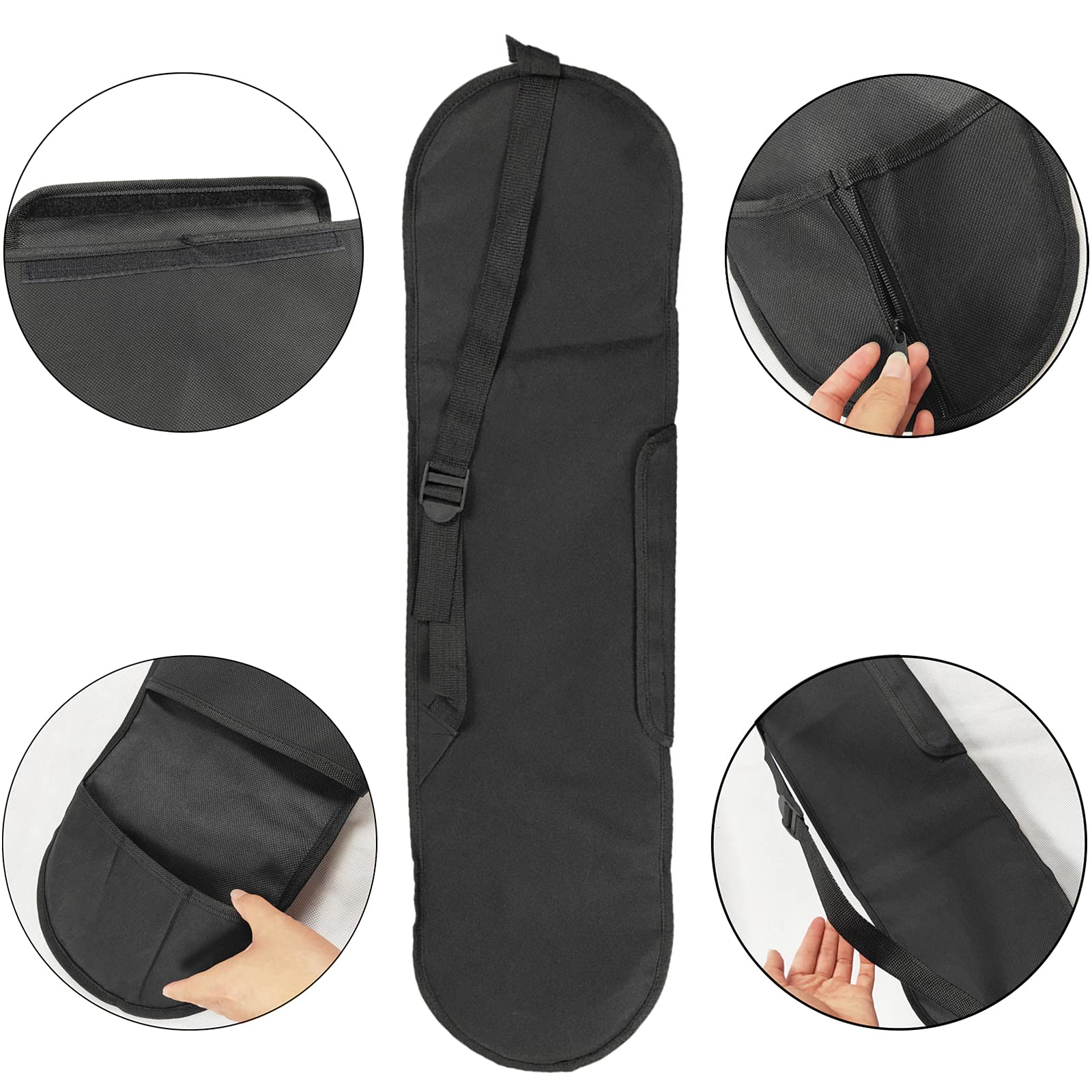 Borsa Porta Skateboard Regolabile - Zaino O Borsa A Spalla, Per Longboard E Skate, 84x22 Cm, Poliestere Nero - Foto 3