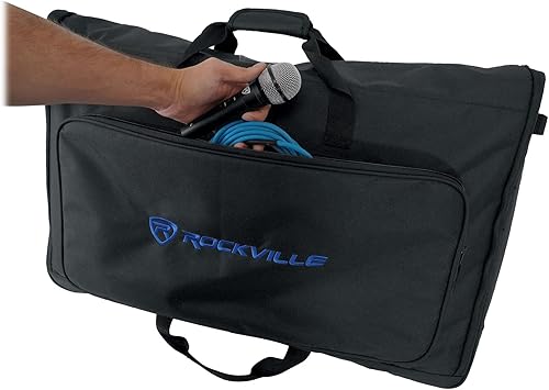 Miniatura 36 de Rockville TVB2732-2 Bolsa acolchada para 1 o 2 monitores LCD de 27-32 pulgadas, compartimentos dobles, divisores ajustables, correa de hombro