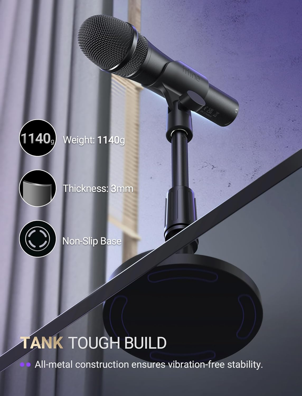 FIFINE USB/XLR Dynamic Microphone for Podcast Recording, Studio Handheld Mic Set with Desktop Stand for Vocal, Voice Over, Streaming, Black-AmpliTank TANK2 - Image 7