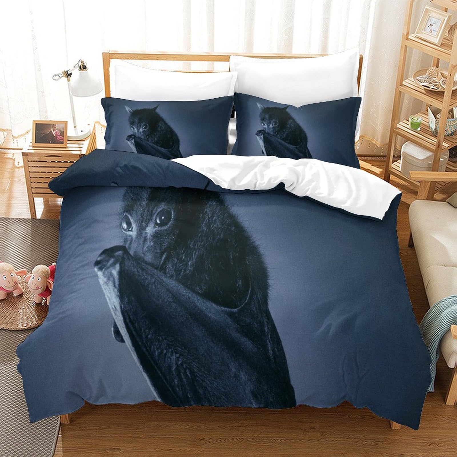 P1S9U7W5Y 3D Printed Midnight Cat Duvet Cover Set 3pcs Microfiber Animal Bedding Set SuperKing