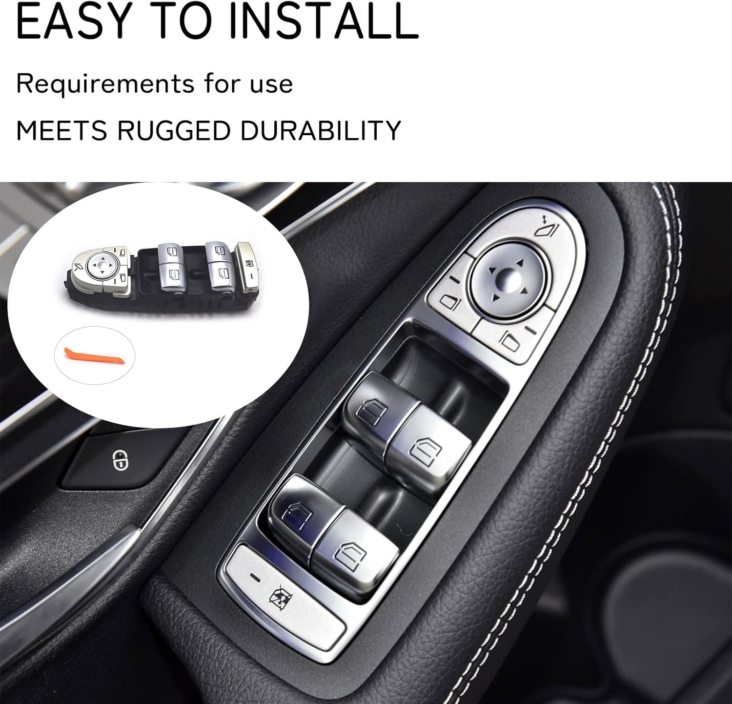Power Master Window Switch Button Fit for Mercedes-Benz C180 C200 C220 C250 C300 C350 C400 2013 2014 2015 2016 2017 2018 2019 2020 GLC200 GLC220 GLC250 GLC260 GLC300 GLC350 GLC400 W205 X253 C253 Black