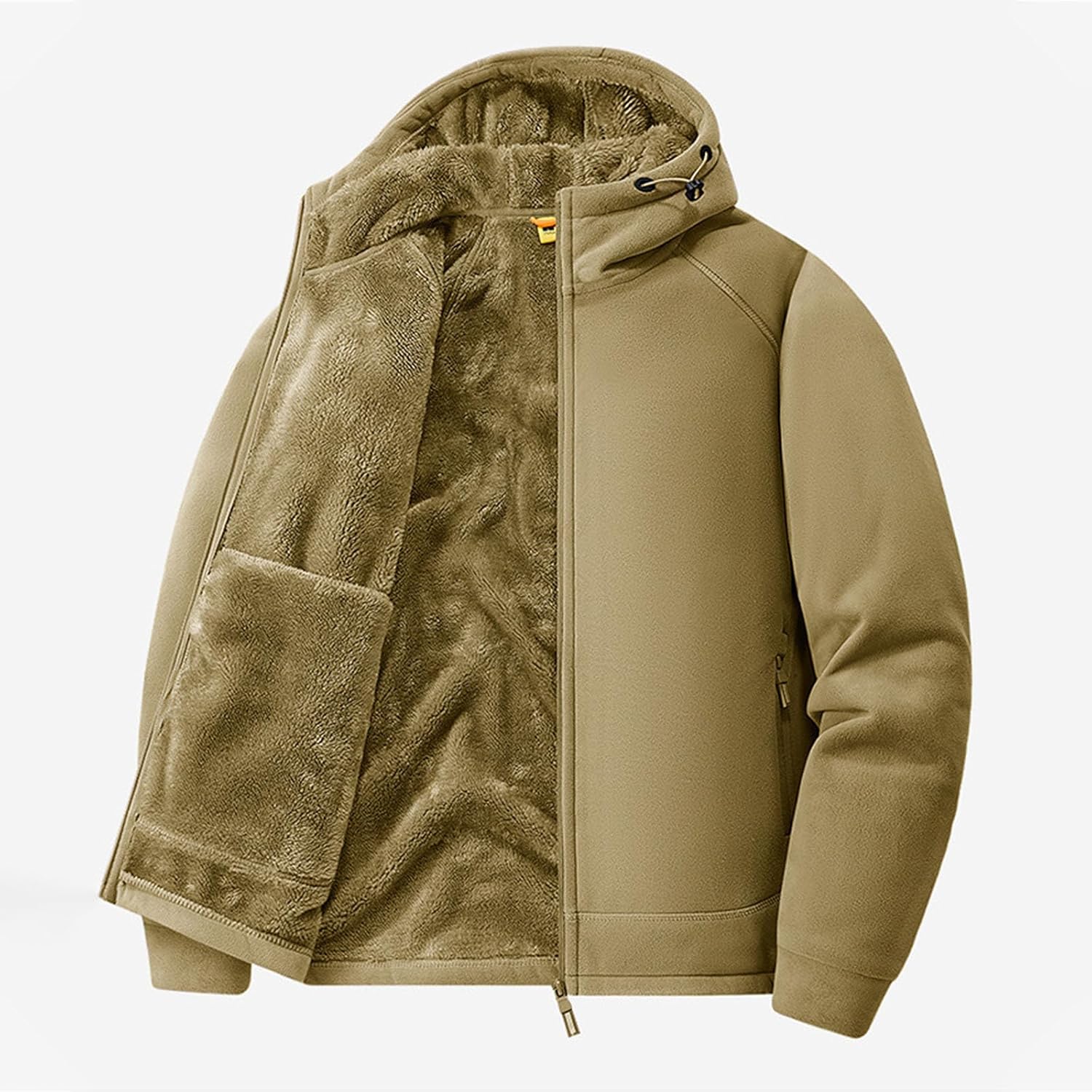 Winter Jackets for Men Fleece Lined Warm Full Zip Hooded Jacket Comfy Outwear Sport Hiking Windbreaker with Pocket
