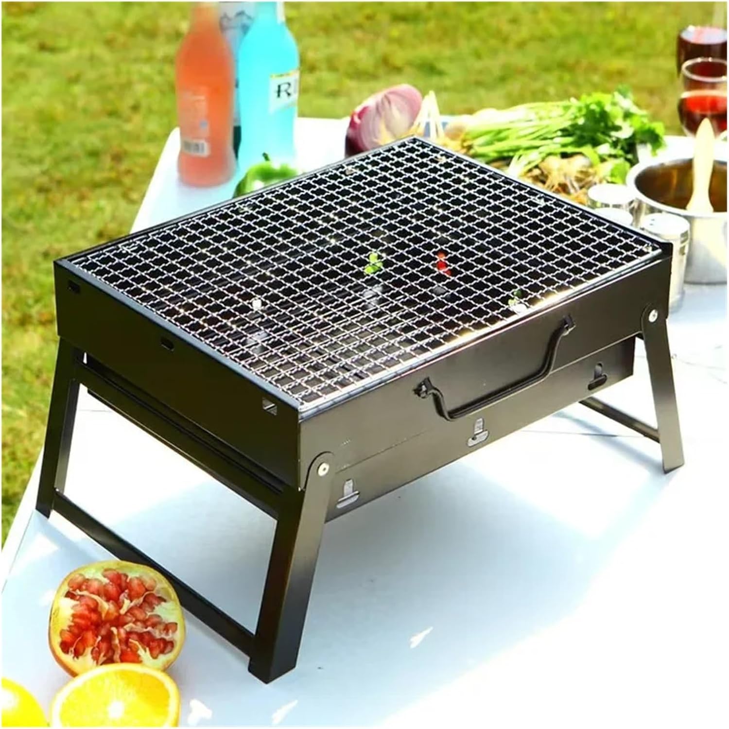 Portable BBQ Charcoal Grill Stainless Steel Small Mini Tool Kit Outdoor Cooking Camping Picnic Beach