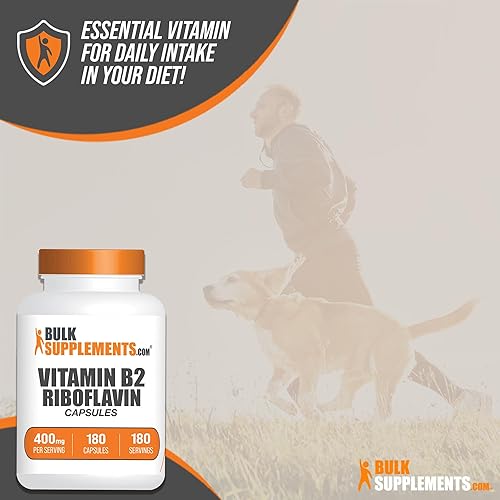 Miniatura 4 de BULKSUPPLEMENTS.COM Cápsulas de riboflavina  Vitamina B2 400 mg, suplementos de vitamina B  Riboflavina 400 mg, vitaminas para la energía  Sin